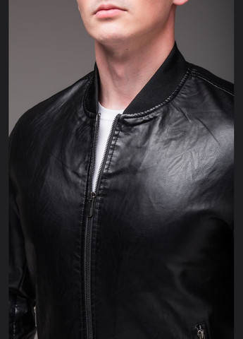 Черная демисезонная куртка бомбер подкладка эко кожа высокое качество No Brand