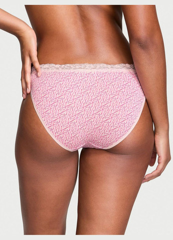 Женские трусики LaceWaist Cotton Bikini Panty S розовые Victoria's Secret (292486821)
