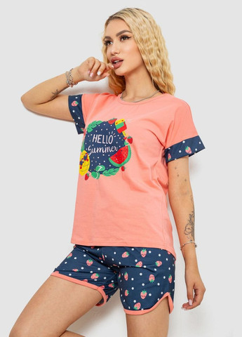 Персиковая пижама женская с принтом Sude 243R3044-1