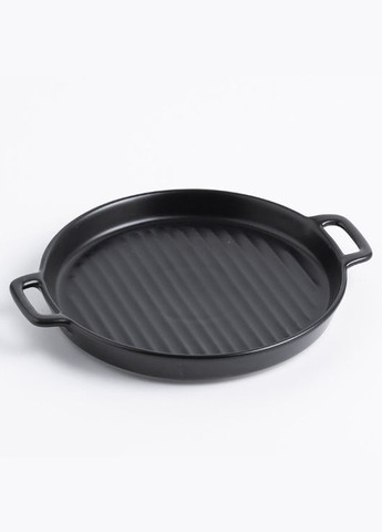 Блюдо с рифленым дном круглое 6740 22 см черное No Brand (347229343)