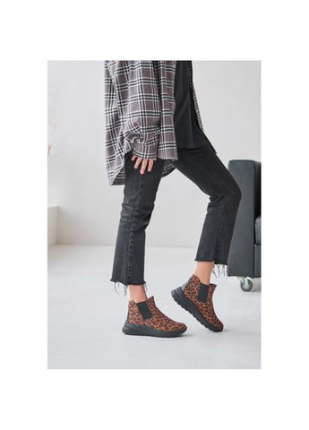 демисезонные ботинки (челси) под леопард на резинке натуральный нубук/байка р.36 (17641) Vm-Villomi