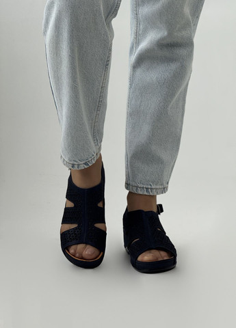 Темно-синие босоножки женские кожаные Sherlock Soon