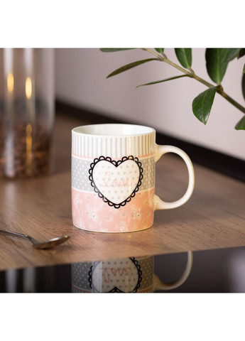 Чашка порцелянова 400 (мл) чашка для кави та чаю з написом та серцем Lugi RX-N240143PKV Liling Rongxiang Ceramic (370969204)