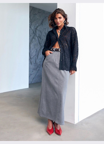 сіра спідниця-максі прямого крою Dressa (304971875)