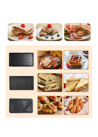 Мультимейкер с антипригарным покрытием 3 в 1 бутербродница вафельница и гриль 1000Вт (KS419) Sokany (372478388)