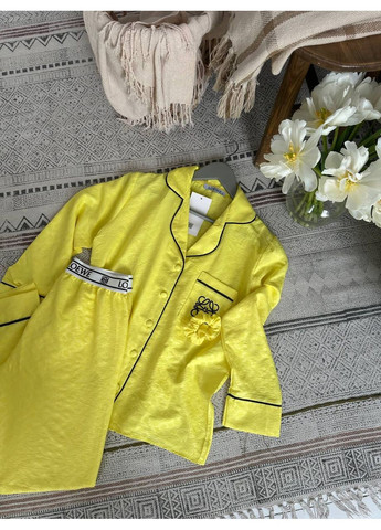 Желтая всесезон женская пижама жёлтая свитшот + брюки Vital-Textile 1272