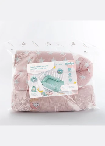 Защитные бортики-валики в детскую кроватку 2 шт ТM 60х15 см, 120х15 см хлопок звезда/горошек пудра (8-34533*001) PAPAELLA (313594496)
