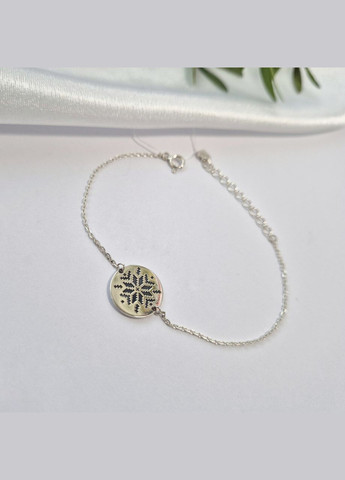 Серебряный браслет на руку 16 - 20 см без камней Вышиванка серебро 925 пробы Черненное 2016 2.13г Nobrand (363969197)