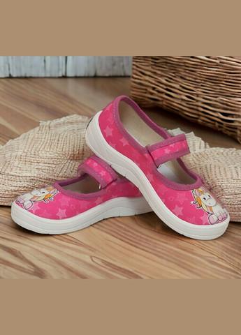 Розовые детские ортопедические тапочки для девочки в садик на сменку Waldi