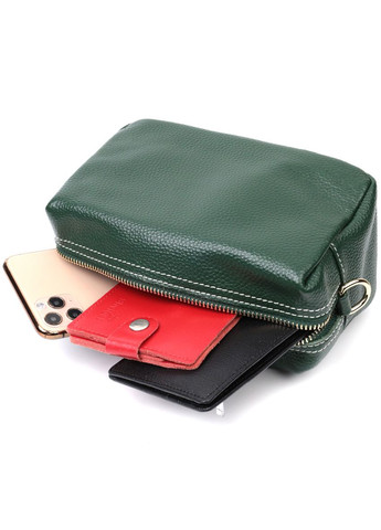 Сумка через плече жіноча з двома ременями шкіряна 22277 Зелений Vintage (302009024)