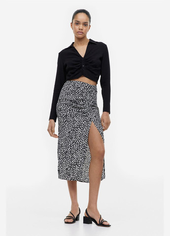 Черная повседневный с рисунком юбка H&M