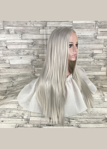 Парик серый пепельный длинный прямой без челнока с пробором женский для женщин 70 см из искусственных волос No Brand 4534 (304771208)