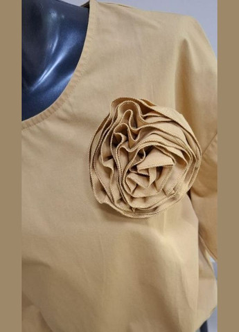 Помаранчева блуза гірчичного кольору з квіткою mkks130-4 KAPTSOVA