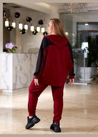 Жіночий костюм-двійка колір бордовий-чорний р.56/58 453109 New Trend (285711158)