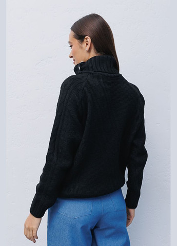 Чорний жіночий трикотажний светр світло-блакитний з коміром на ґудзиках Arjen
