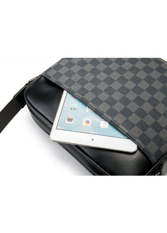 Мужская сумка для документов большая барсетка на плечо черная в клетку стиль Луи Витон для работы и учебы сумка-планшетка ProDobro (363222621)
