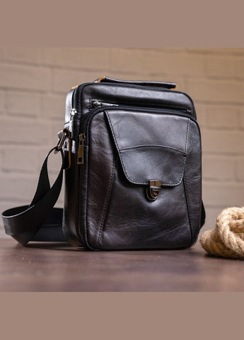 Кожаная сумка кросс боди мужская мессенджер через плечо черная 14995 Vintage (329195552)