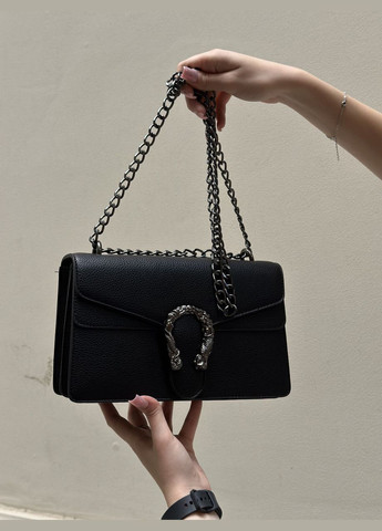 Женская черная классическая сумка 5854 кросс-боди с железной подковой No Brand (299279264)