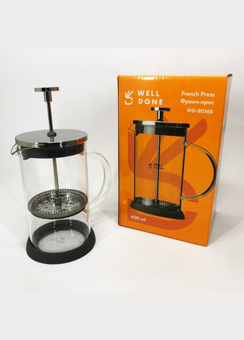 Стильний чайник для заварки Well Done WD-8036B 600 мл, Зручний заварювальний чайник зі скла GA-925 з ситом No Brand (350937027)