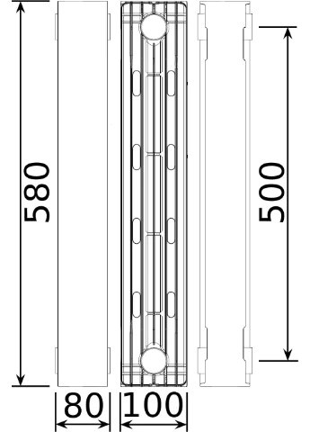 Радіатор біметалевий секційний 500/100 VERTICAL/HORIZONTA (кратно 10) QUEEN THERM (302020669)