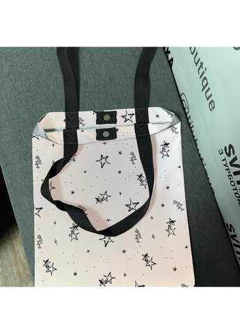 Светоотражающая сумка шопер Svitashka Черные звезды черные ручки на кнопке No Brand (335051174)