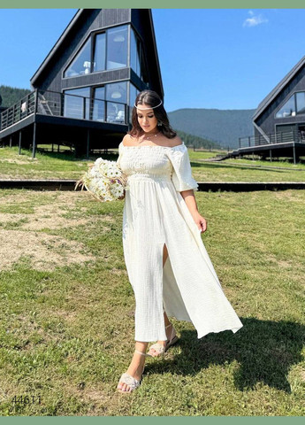 Молочна повсякденний сукня максі з довгим рукавом Liton