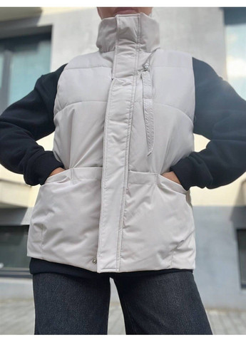 Жилет женский JOY ONE 86336 удлиненный карман молния лента воротник стойка без капюшона No Brand (304291691)