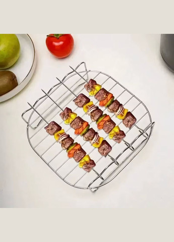 Решітка з 4-ма шампурами для аерогриля, мультипечі універсальна 190х190мм No Brand (341324957)