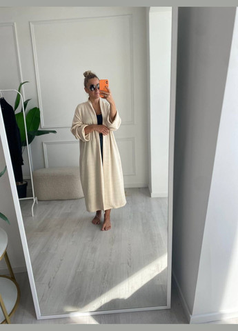 Светло-бежевое платье кардиган двухсторонняя ангора No Brand