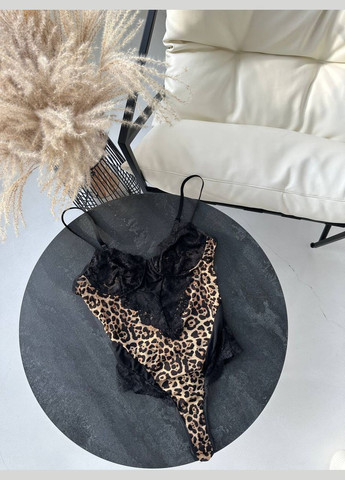 Вишуканий боді з мереживом та леопардовим принтом No Brand (317354066)