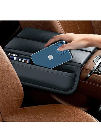 Комплект набір підлокітників накладок з кріпленням ремінцем на липучках кишенями для дрібних речей екошкіра (479543-Prob) Чорний Unbranded (322186312)