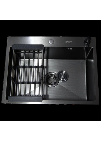 Комплект кухонной мойки Handmade PVD черный HS 6045 (3.0/1.0 мм) Декор Kraft (379016858)