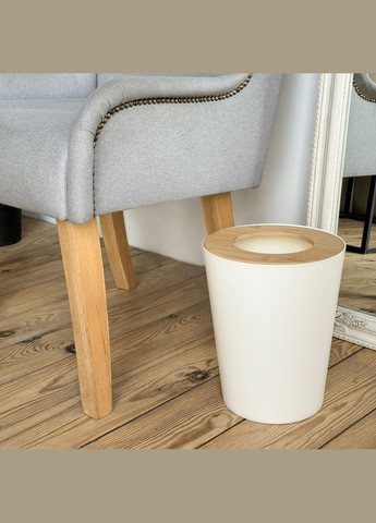 Відро для сміття MVM MY HOME Scandinavia 9 л Білий/дерево (BIN-20 9L WHITE/WOOD) МВМ (365280794)