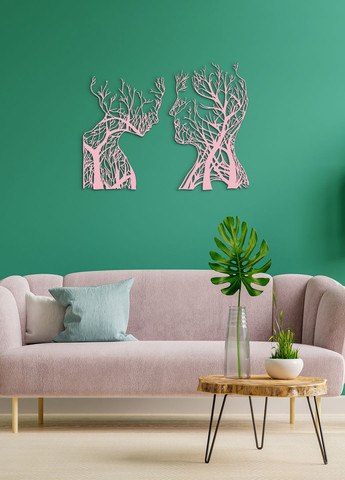 Сучасна картина на стіну, декор для кімнати "Закохана пара", мінімалістичний стиль 60х45 см Woodyard (292013603)