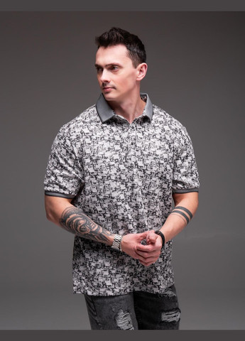 Серая футболка мужская поло батал серая с коротким рукавом No Brand