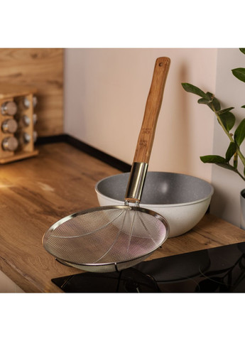 Шумівка "павук" з дерев'яною ручкою Ø 28 см для фритюру та вока HP-19-19-28CM Zhongjing (370800730)