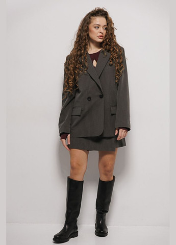 Женский костюм с жакетом и короткой юбкой серый в полоску Arjen (304251285)