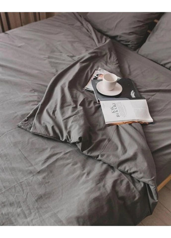 Постельное белье семейное Home Вареный хлопок 20471 160х215х2 см темно-серое DUSHKA (336327686)