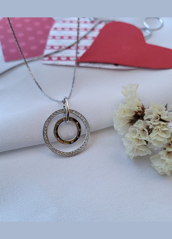 Серебряная подвеска Кулон Медальон Два Круга серебро 925 пробы Родированное 3219р 2.60г No Brand (306741207)