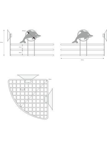 Поличка-сітка кутова "Дельфін" W2516С Arino (322252455)