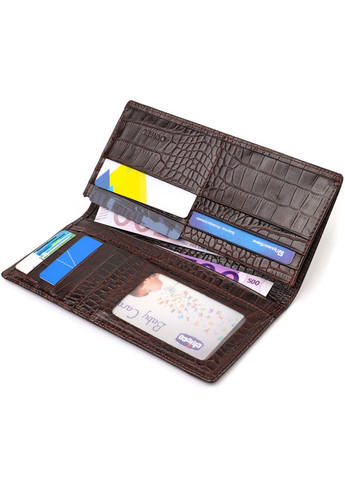 Вертикальный бумажник без застежки из натуральной кожи с тиснением под крокодила 21905 Canpellini (329197141)