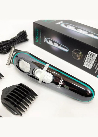 Машинка для стрижки акумуляторна 10 Вт 500 мАг чорна з насадками (2390000057) VGR V-055 (351363103)