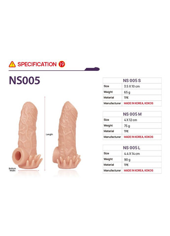 Насадка на член Nude Sleeve NS 005 L - CherryLove Kokos (339868041)