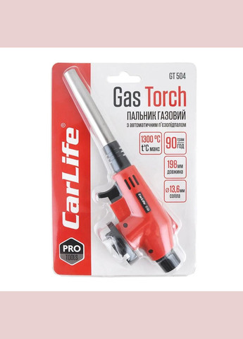Газовий пальник, сопло: Ø 13,6мм, довжина 76мм з п'єзопідпалом CarLife (317592304)
