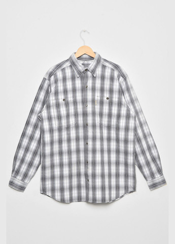 Сорочка чоловіча батальна сірого кольору в смужку Let's Shop (292630518)