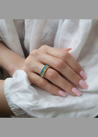 Каблучка срібне кільце Колосок з Жовтими та блакитними каменями розмір срібло 925 проби Родирован 45195р No Brand (306741832)