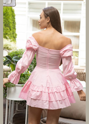 Розовое повседневный, кэжуал платье с корсетным верхом CHICLY однотонное