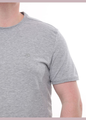 Сіра футболка чоловіча світло-сіра однотонна широка з коротким рукавом Jean Piere Вільна