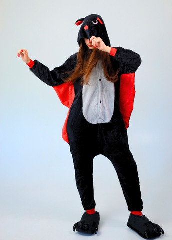 Кігурумі піжама Кажан чорний жіноче плюшеве капюшоном на Хелловін Lalapka (362490054)