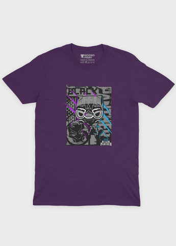 Фиолетовая демисезонная футболка для мальчика с принтом супергероя - черная пантера (ts001-1-dby-006-027-002-b) Modno